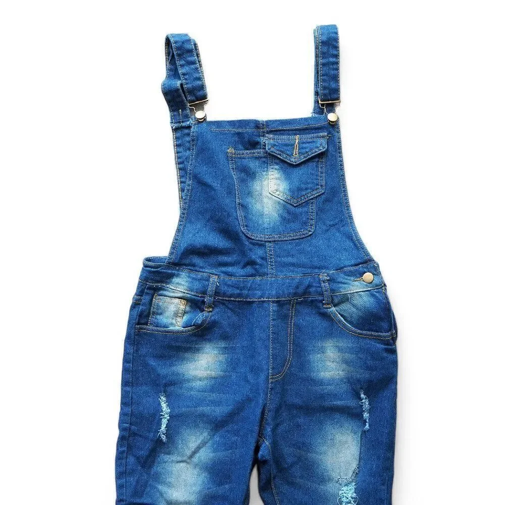 Vintage Unbranded Skinny‎ Leg Distressed Overalls Women's Medium (M)